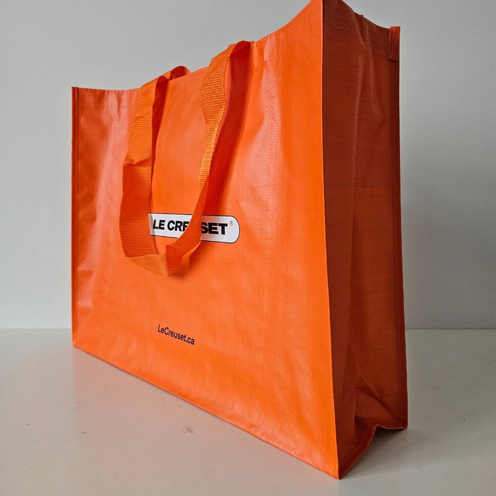 New LE CREUSET Orange 4 Strap Heavy Duty Canvas Reusable Shopping, Gym Bag Tote - Picture 4 of 5